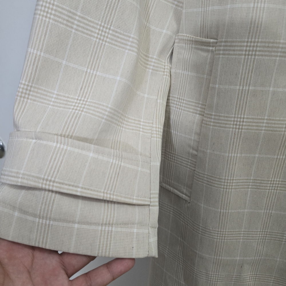 bagatelle Beige Plaid Double-Breasted Trench Coat - Picture 5 of 17